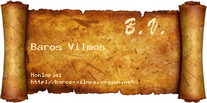 Baros Vilmos névjegykártya